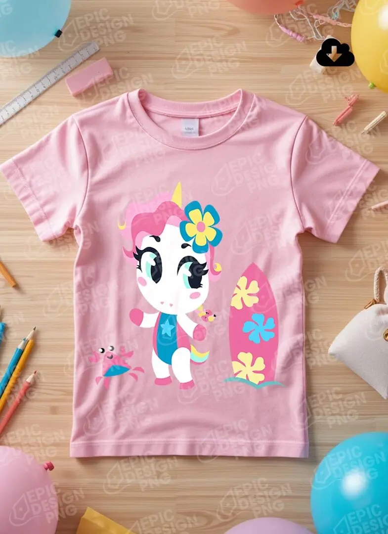 Unicórnio Kawaii Surf Png Unicórnio Kawaii Surf Clipart Png